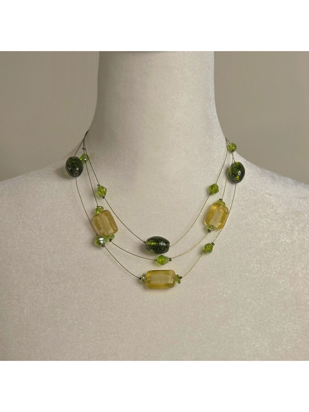 Y2K Boho Fairy Green Peridot Beaded Layered Necklace